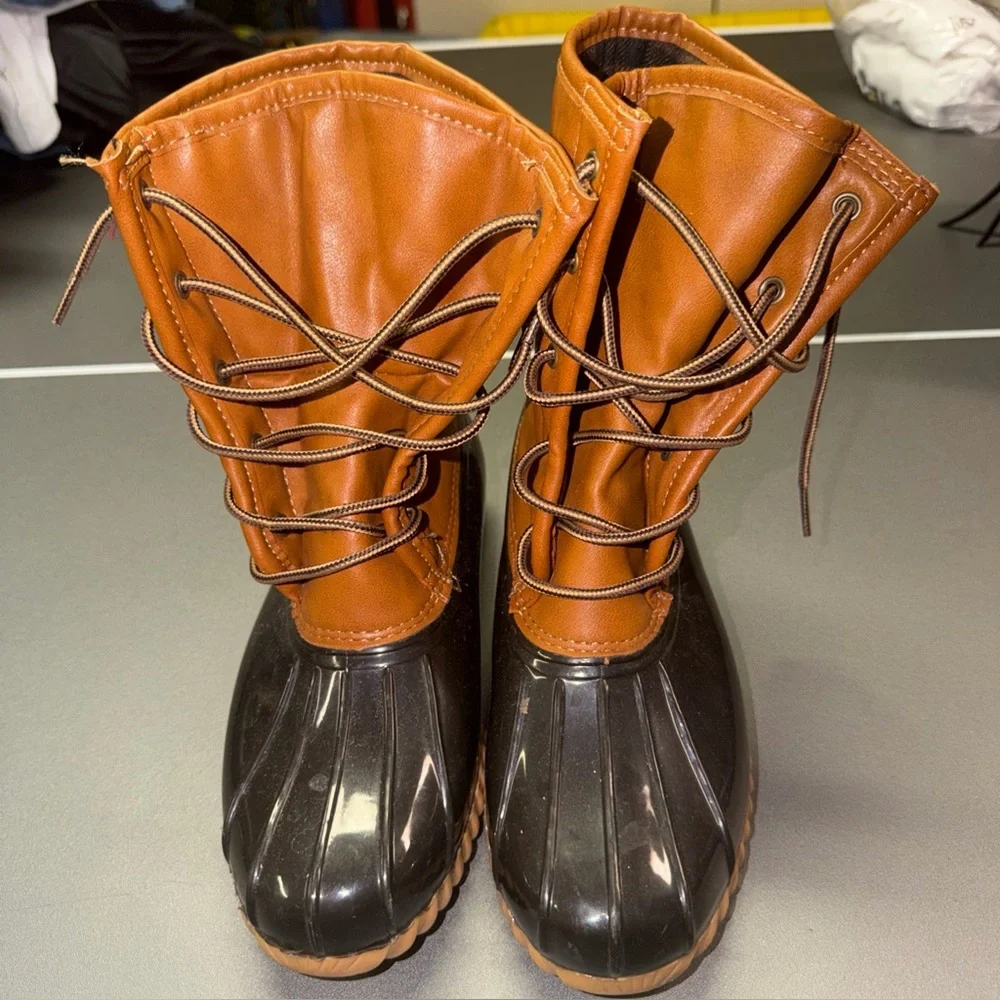 The Original Duck Boot Women Size 8.5 M Sporto Arianna Brown Tan Rain Snow Boots